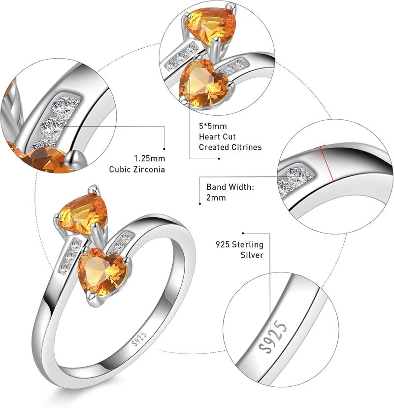 Yaresul 1CT Adjustable Women Heart Ring 925 Sterling Silver Birthstone Rings for Women Promise Ring for her Simulated Gemstone Statement Stackable Band Width 2mm Open Size 5~9 - Image 4